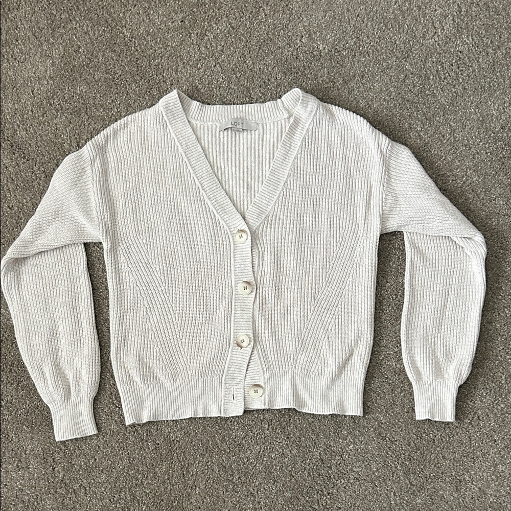 Loft Women's Cream Cardigan Sweater